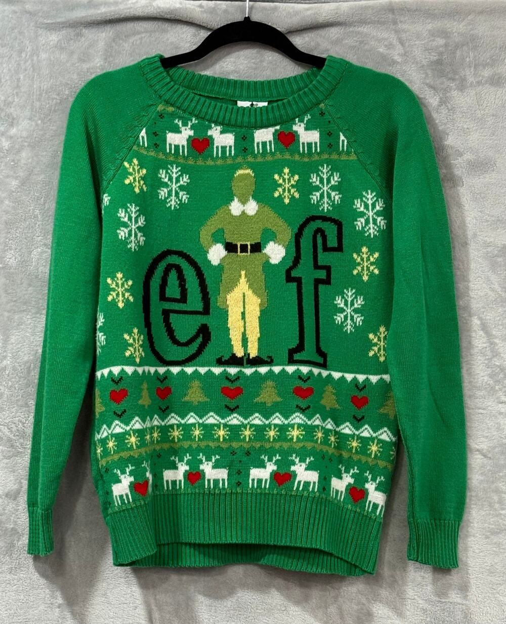 Elf Christmas Sweater Green Ugly Christmas Sweater Fair Isle Women's Size L Top